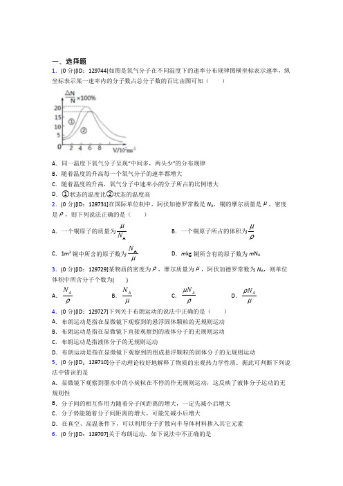 上海兰生复旦高中物理选修三第一章《分子动理论》测试(答案解析)