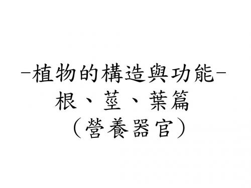 植物的构造与功能-根茎叶篇-