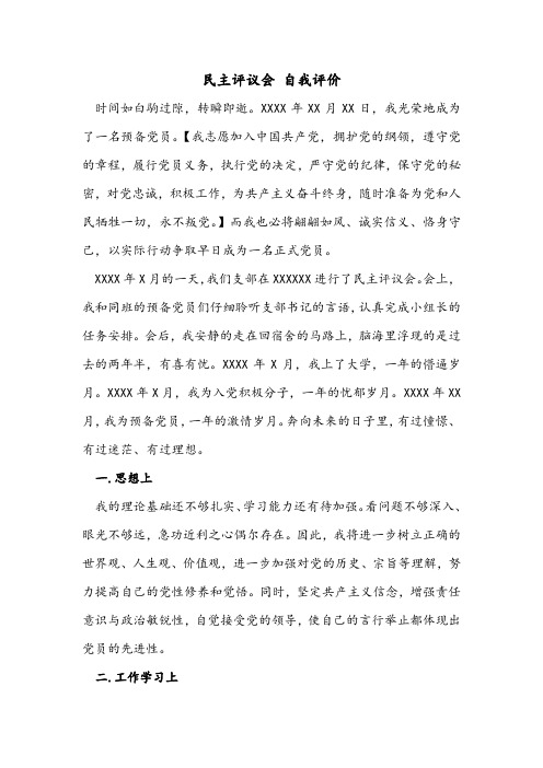 民主评议会 自我评价
