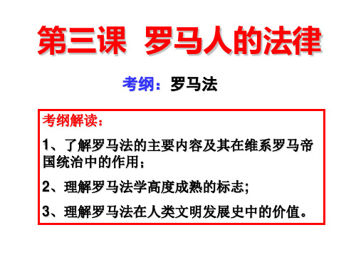 人民版必修1专题六第三节罗马人的法律(共68张PPT)