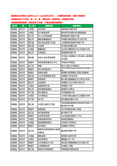 2020新版安徽省安庆市美发工商企业公司商家名录名单黄页联系电话号码地址大全2012家