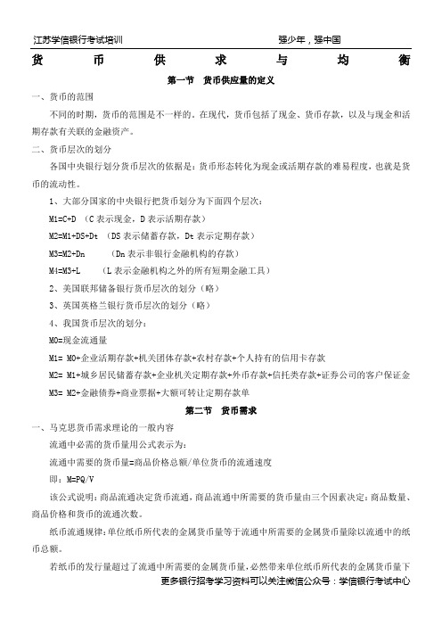 货币供求与均衡知识点解析【学信学院】