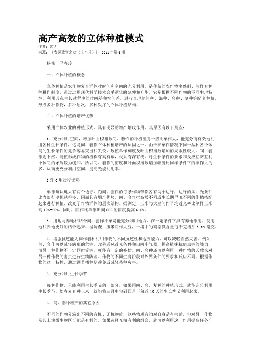 高产高效的立体种植模式
