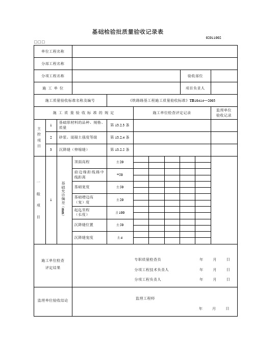 基础检验批质量验收记录1