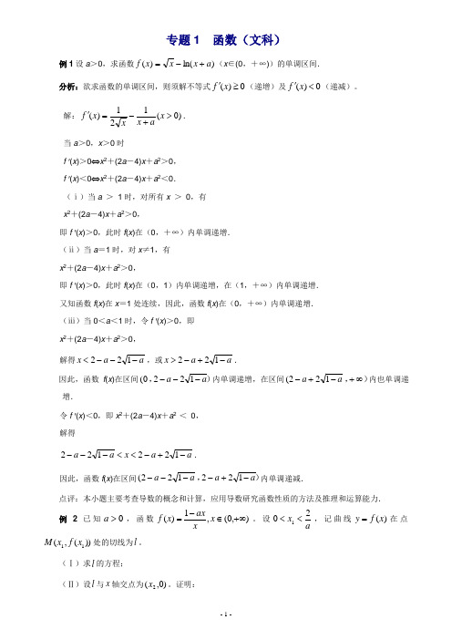 高考专题函数大题(文科)