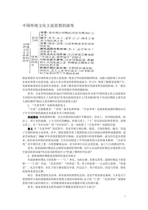 中国传统文化主流思想的演变