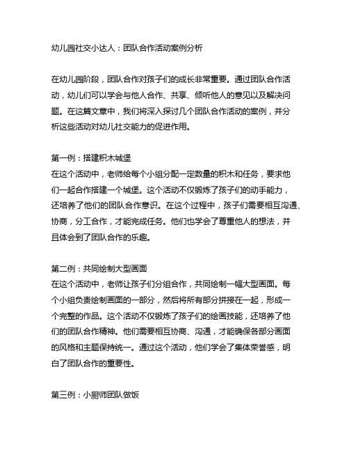 幼儿园社交小达人：团队合作活动案例分析