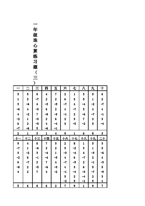 一年级珠心算练习题三