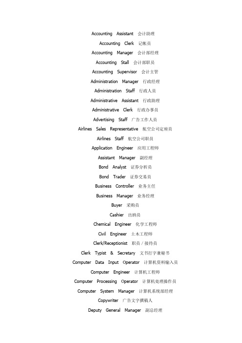 常见职位英文名称