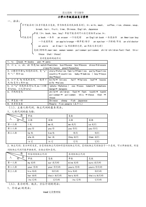 小学英语复习资料[完整版]