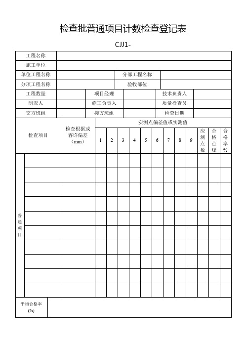 检验批一般综合项目计数检验记录表