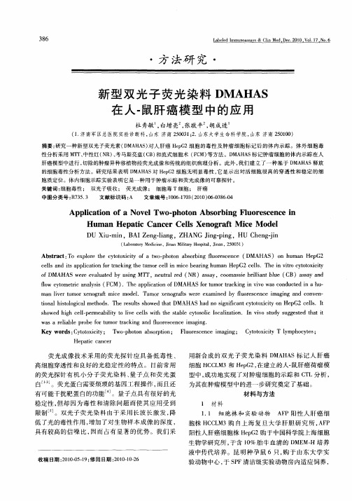 新型双光子荧光染料DMAHAS在人-鼠肝癌模型中的应用
