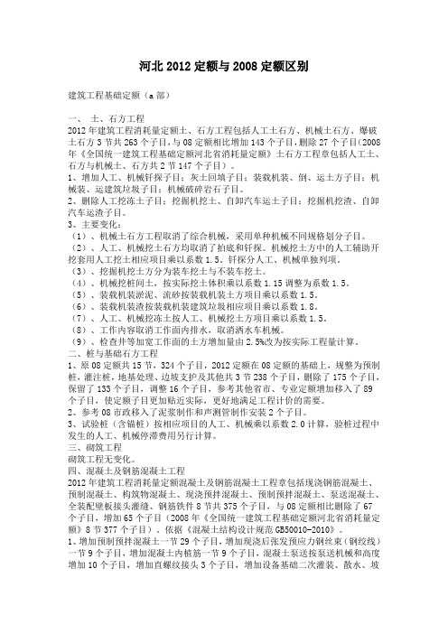 2012定额与08定额的区别