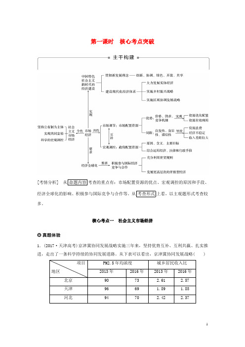 高考政治二轮复习 专题四 市场经济与对外开放 第一课时 核心考点突破学案