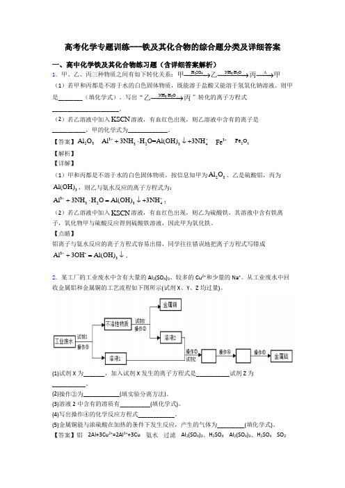 高考化学专题训练---铁及其化合物的综合题分类及详细答案
