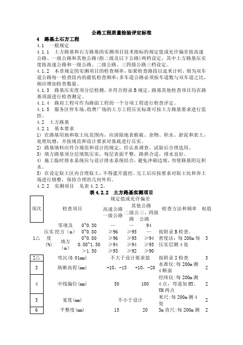 公路工程质量检验评定标准 