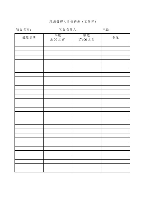 现场管理人员值班表及值班记录(2)