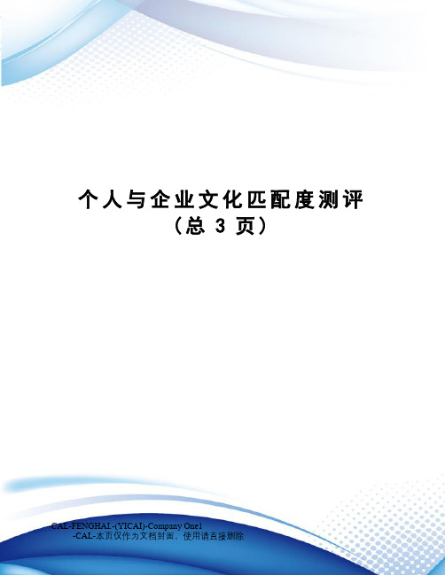 个人与企业文化匹配度测评