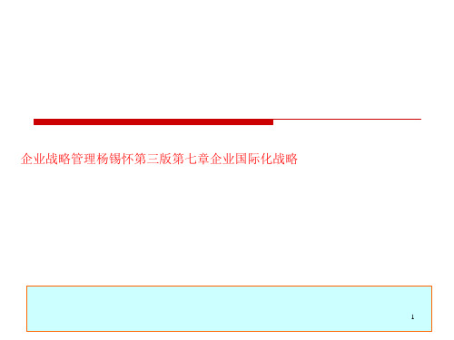 企业战略管理杨锡怀第三版第七章企业国际化战略