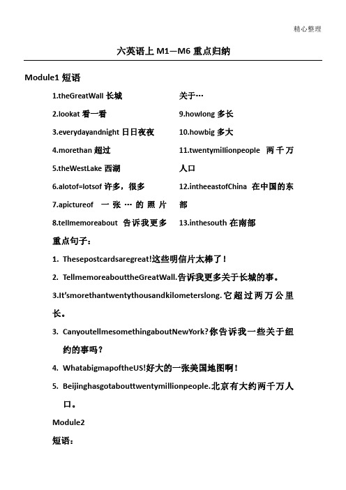新六年级英语上册MM重点归纳