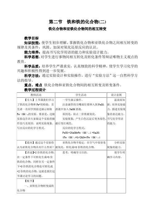 铁化合物和亚铁化合物间的相互转变