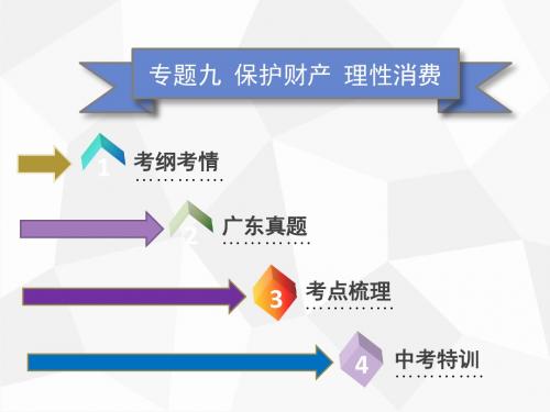 2019年中考道德与法治复习(广东)专题特训课件：专题九   保护财产 理性消费(共68张PPT)