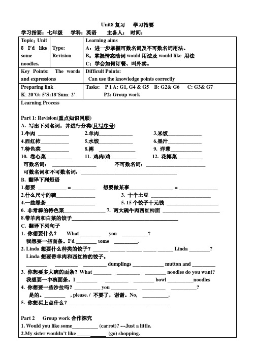 Unit8 复习 学习指要