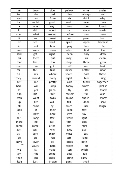sight words 英语常用的220个词(打印版)