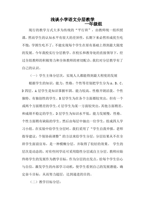 浅谈小学语文分层教学一年级组