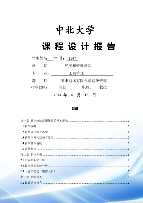 13组设计报告顺丰速运薪酬管理