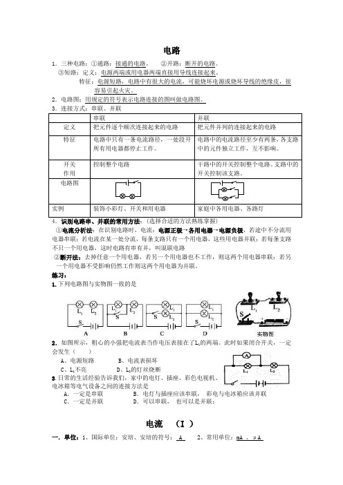 知识点总结（电流、电压、电阻）