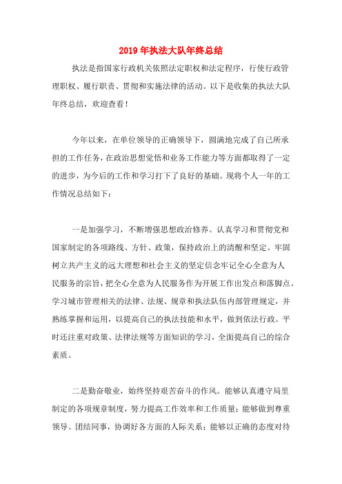 2019年执法大队年终总结