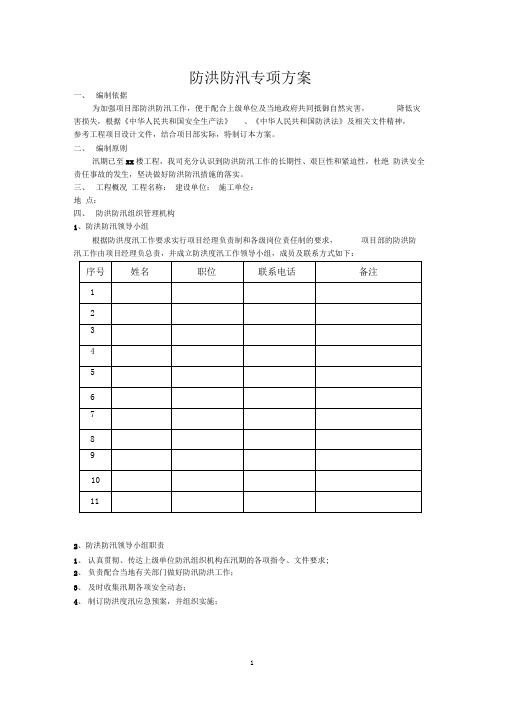 防洪防汛专项施工方案