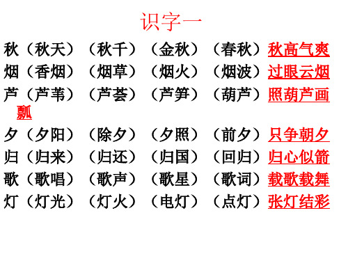 苏教版二年级语文上册复习《1-2单元生字组词》课件