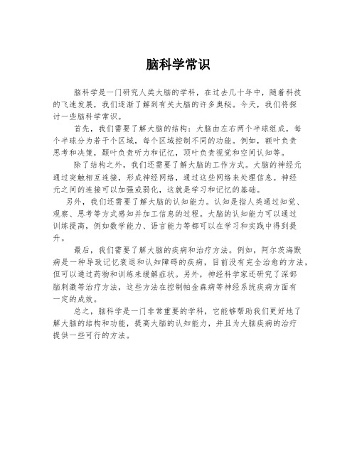 脑科学常识