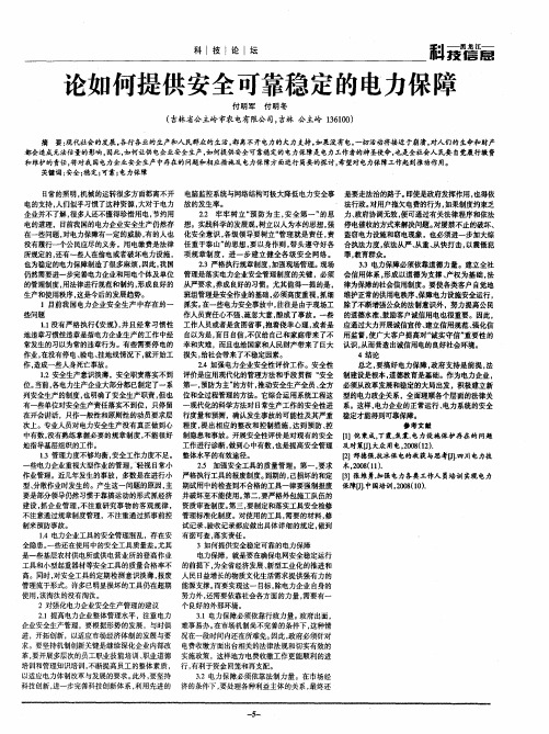 论如何提供安全可靠稳定的电力保障