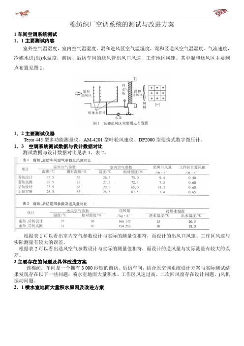 棉纺织厂空调系统的测试与改进方案