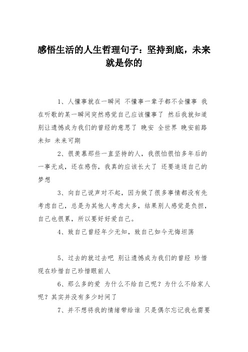 感悟生活的人生哲理句子：坚持到底,未来就是你的