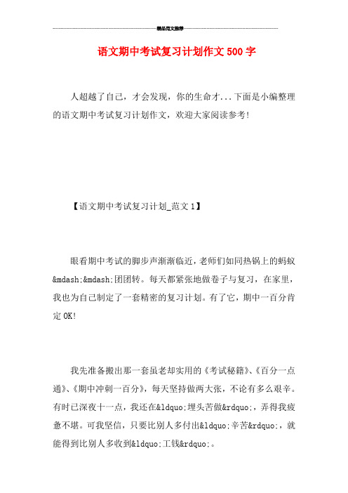 语文期中考试复习计划作文500字