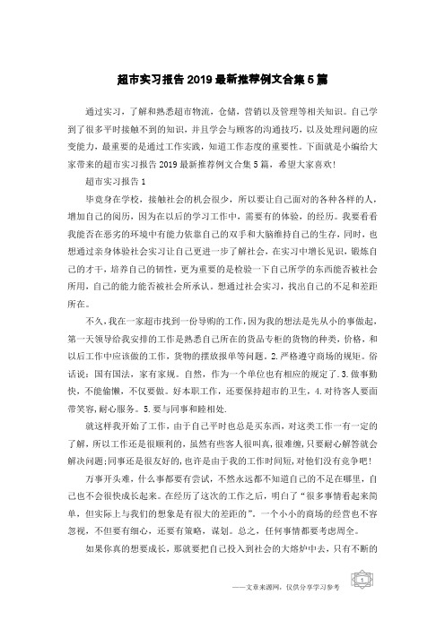 超市实习报告2019最新推荐例文合集5篇