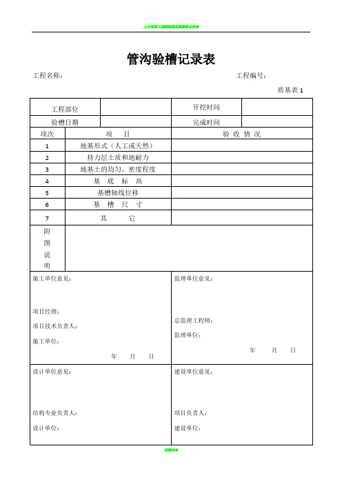 管沟验槽记录表格