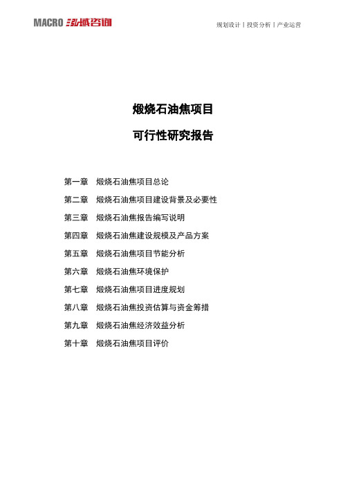 煅烧石油焦项目可行性研究报告