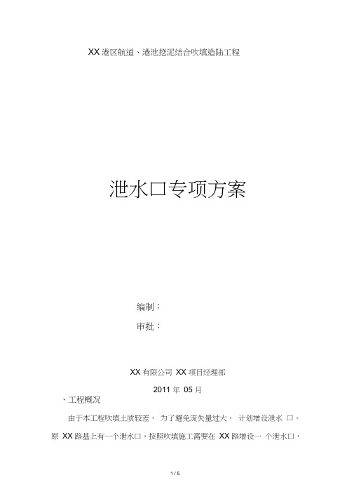 泄水口专项施工方案