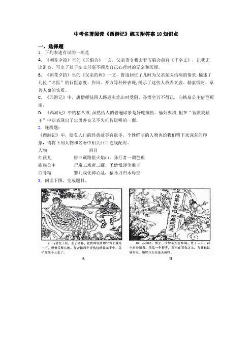 中考名著阅读《西游记》练习附答案10知识点