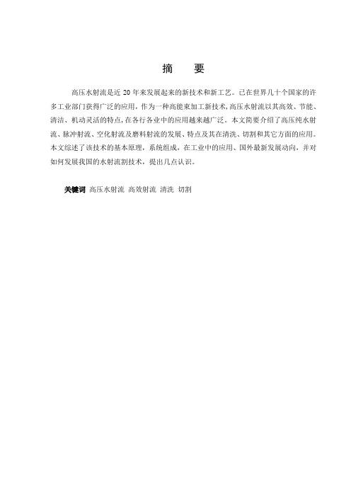高压水射流技术的发展现状及应用