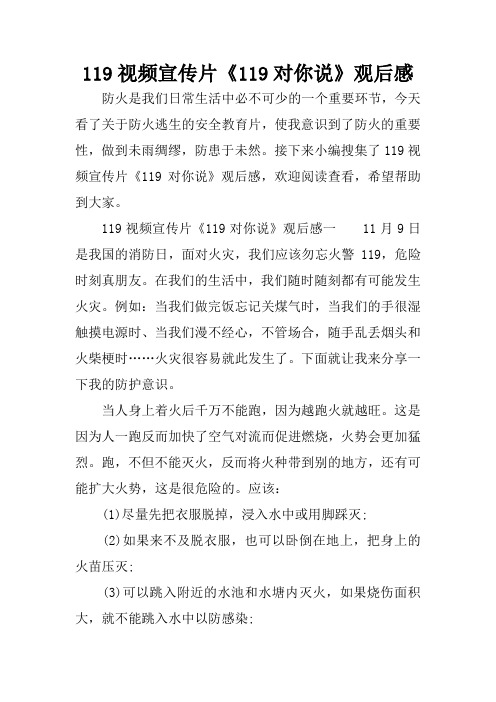 119视频宣传片《119对你说》观后感