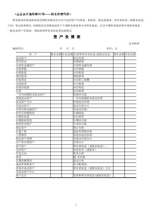 新会计准则全套报表模板