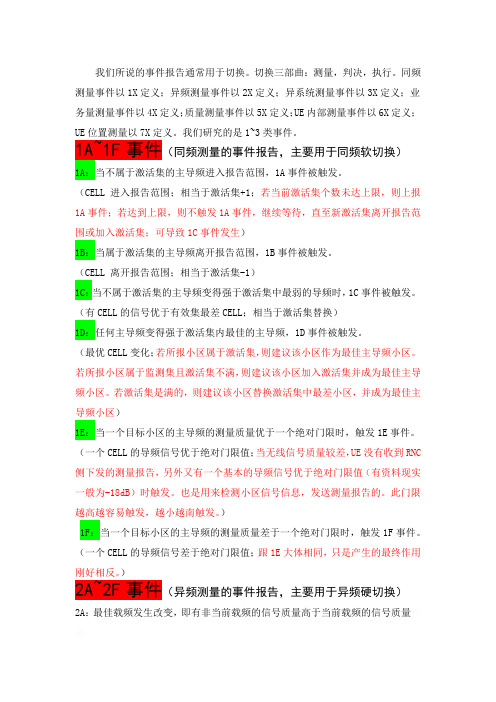 WCDMA切换各类常用事件汇总