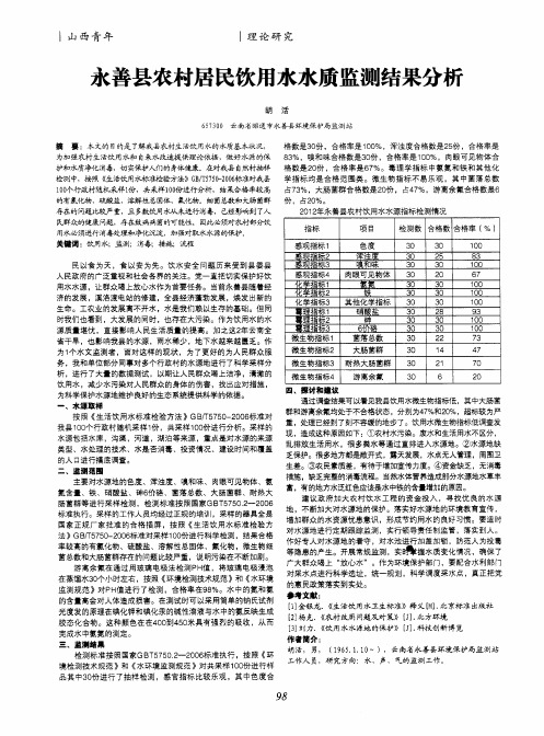 永善县农村居民饮用水水质监测结果分析