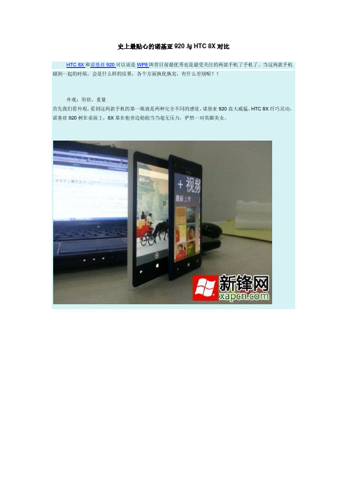 史上最贴心的诺基亚920与HTC 8X对比